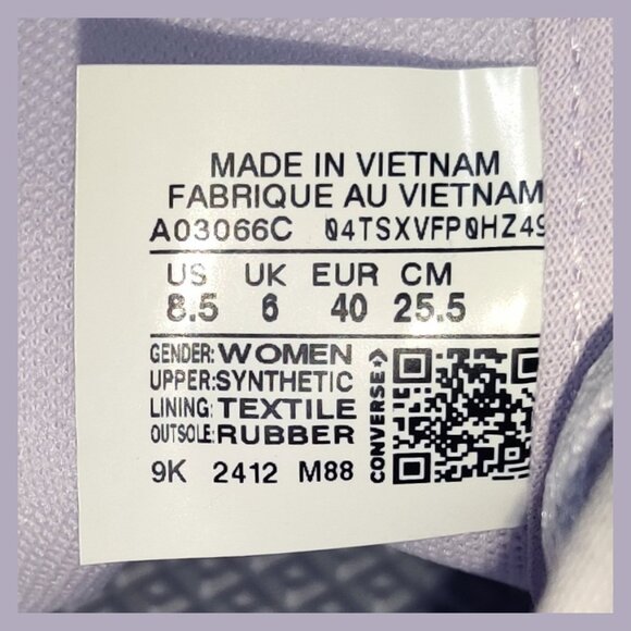 New Converse Chuck Taylor All Star CTAS Dainty Ox Sneakers Lavender Women's 8.5 - Picture 8 of 8